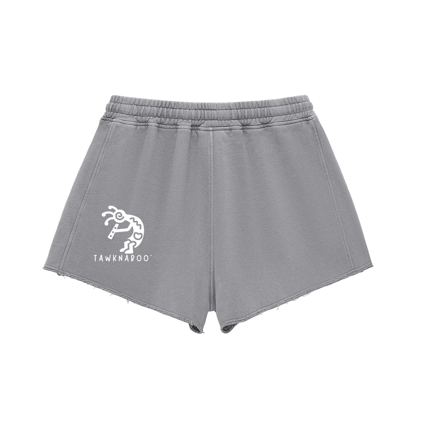 Snow Washed Raw Edge Drawstring Shorts