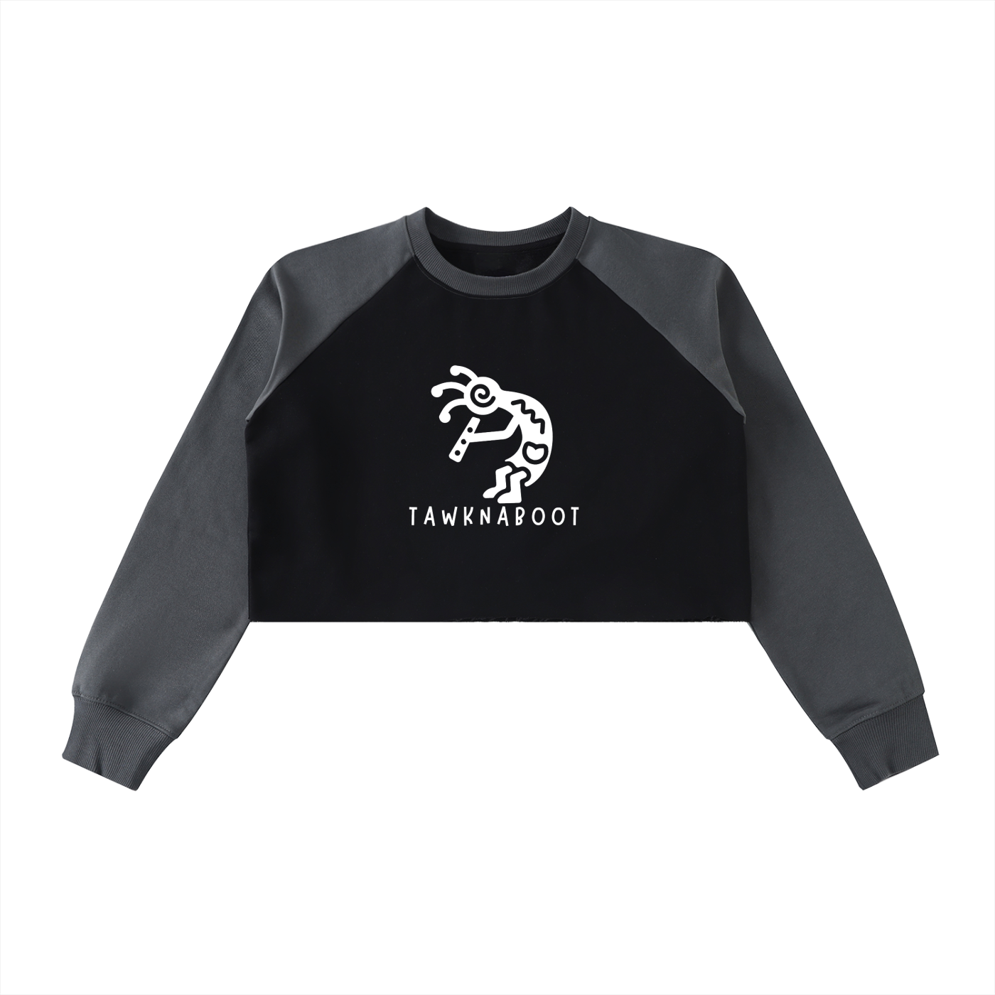 Raw-Hem Color-Block Raglan Crop Sweatshirt