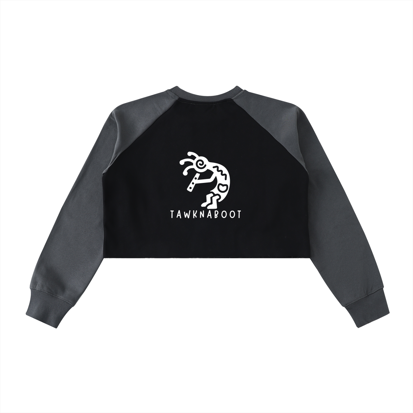 Raw-Hem Color-Block Raglan Crop Sweatshirt