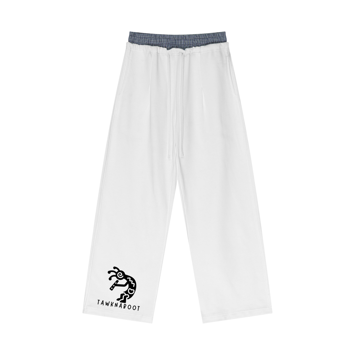 Plaid Contrast Waist Pants