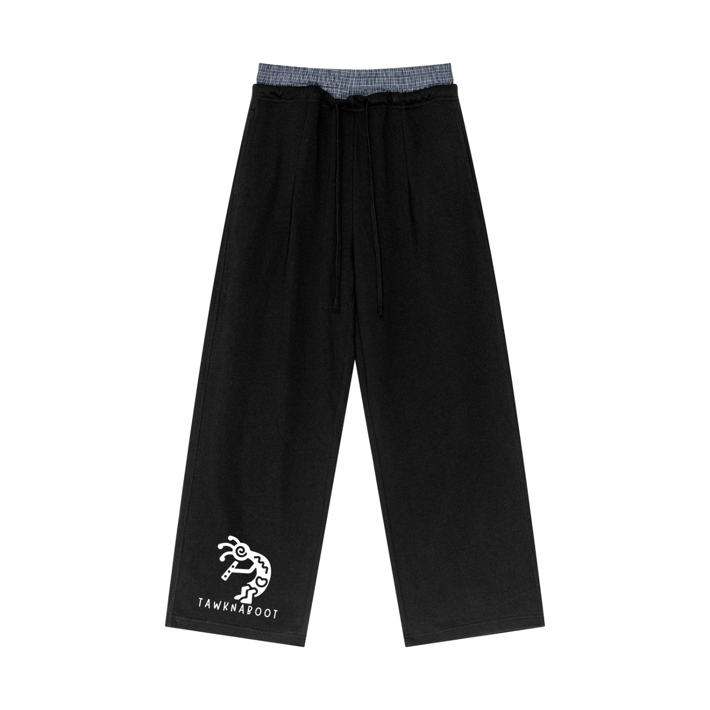 Plaid Contrast Waist Pants