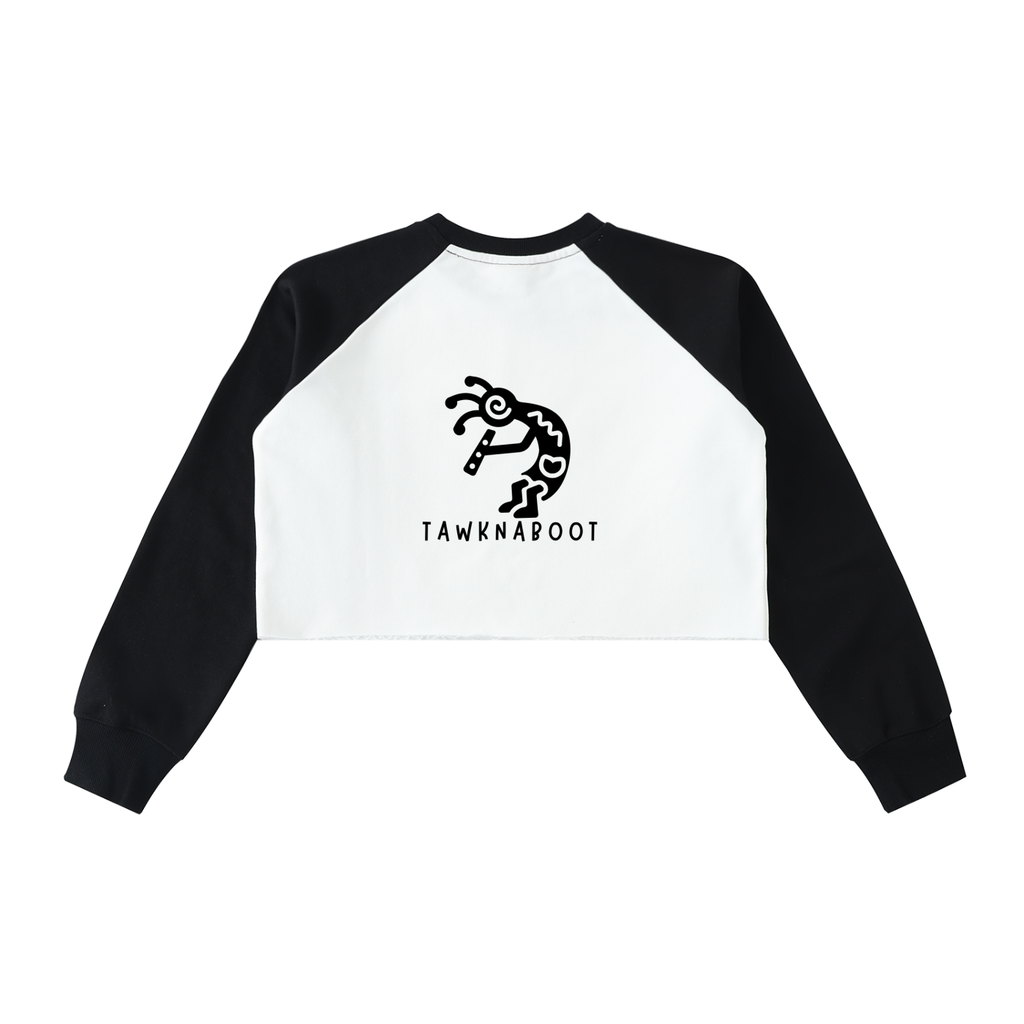 Raw-Hem Color-Block Raglan Crop Sweatshirt