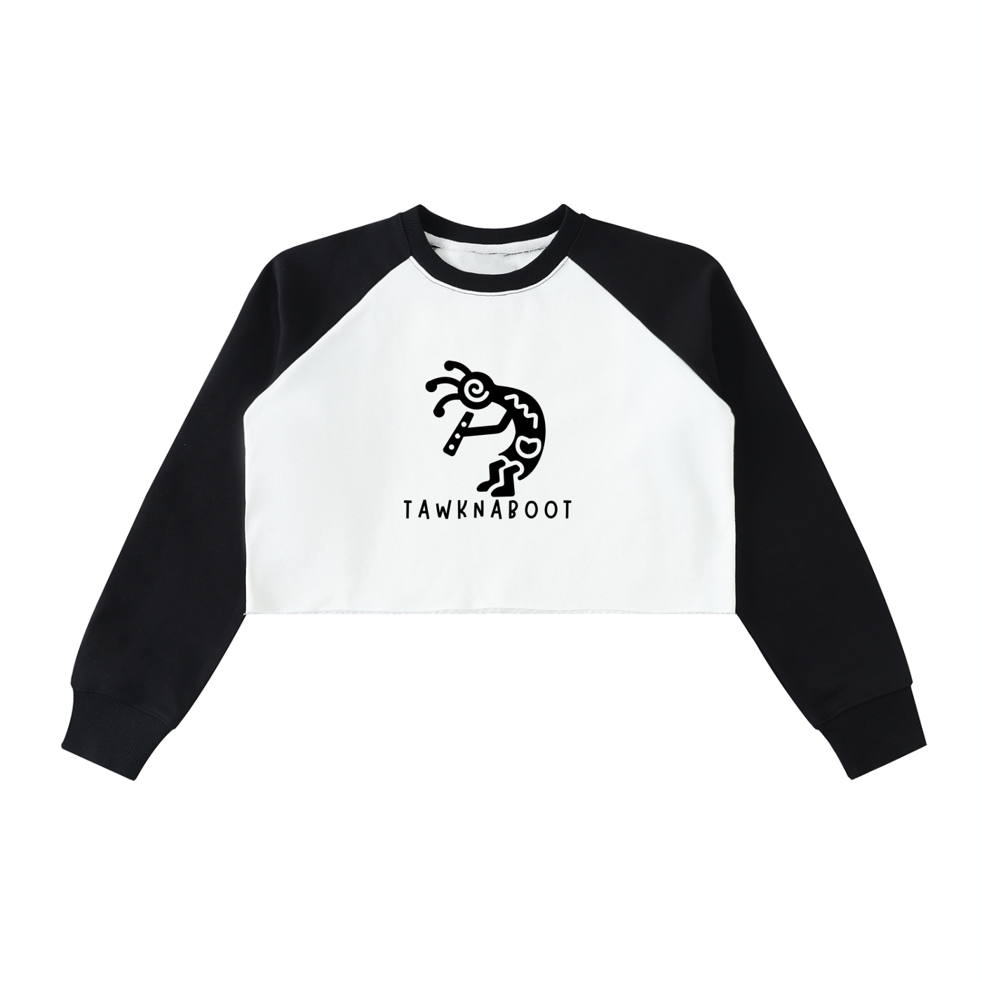 Raw-Hem Color-Block Raglan Crop Sweatshirt